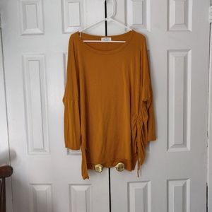 Mustard dolman sleeve w/ side drawstring